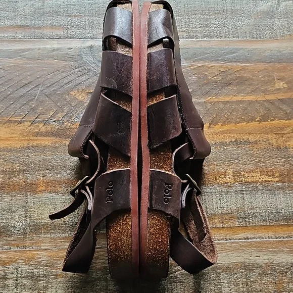 Polo by Ralph Lauren Dark Brown Leather Sandals display picture 3